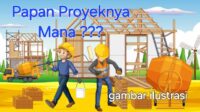 House construction site with workers cartoon illustration